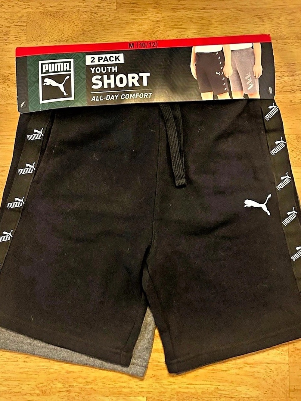 Puma Youth Short 2 Pack Athletic Shorts Black & Gray Boys Medium